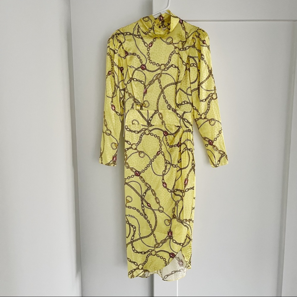 *SOLD* Ronny Kobo Kaira Silk Chain Link Printed Satin Dress NWT - Picture 10 of 15